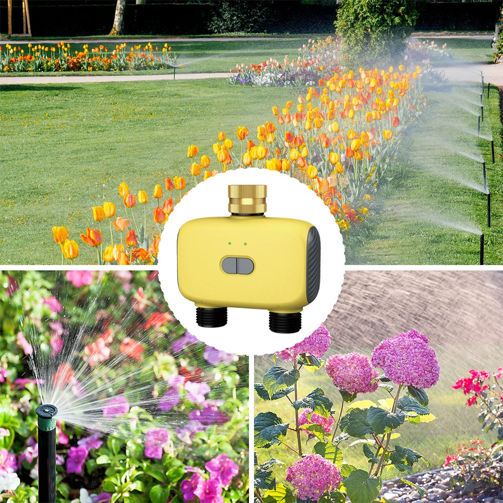 Bluetooth 2-Zone WiFi Sprinkler Timer IP55 Waterproof Garden Irrigation Controller 3/4" Faucet Timer