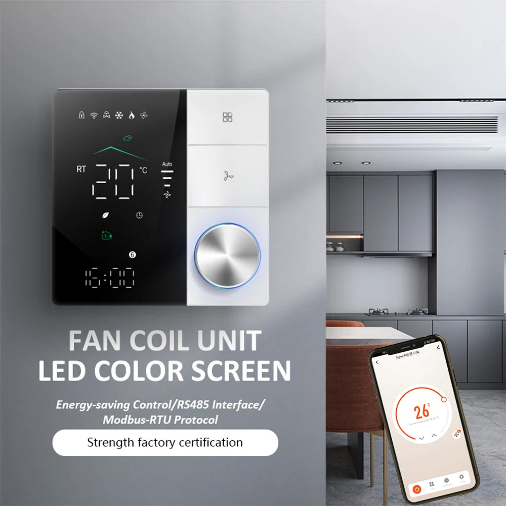 Smart WiFi Thermostat with Knob for AC, Fan Coil, and Temperature Control