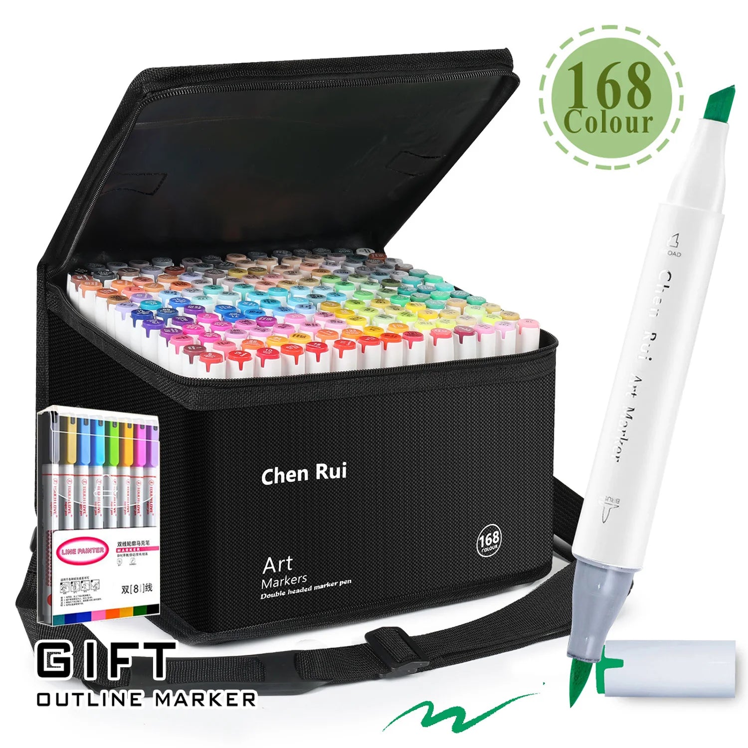 CowLost | product_id-120-color-dual-tip-brush-chisel-permanent-marker-set-with-base-outline-markers-and-refillable-pens |13