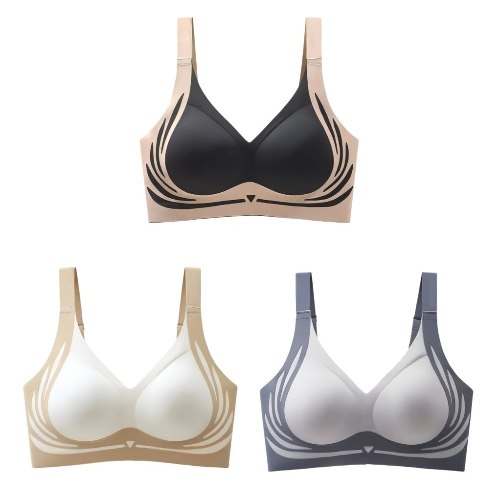 CowLost | product_id-3pcs-wireless-seamless-padded-push-up-bras-for-women-adjustable-straps-plus-size-m-4xl |9