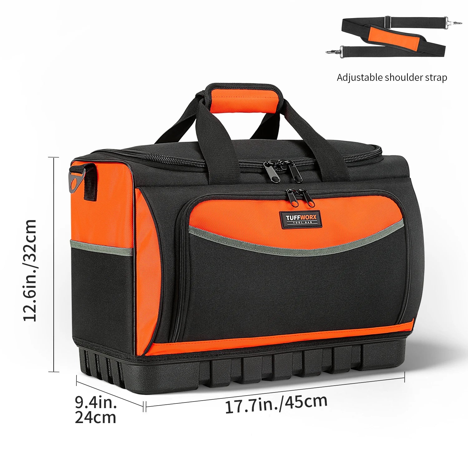 CowLost | product_id-tool-bag-with-molded-base-18-pocket-open-top-organizer-adjustable-shoulder-strap-heavy-duty |16