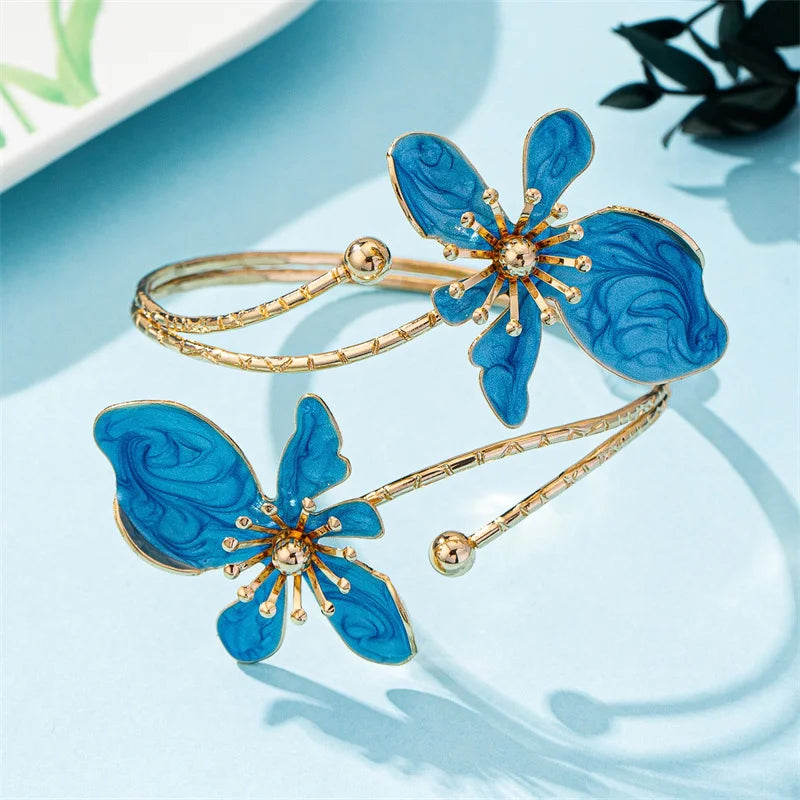 CowLost | vintage-elegant-flower-open-armband-cuff-bracelet-for-women |7