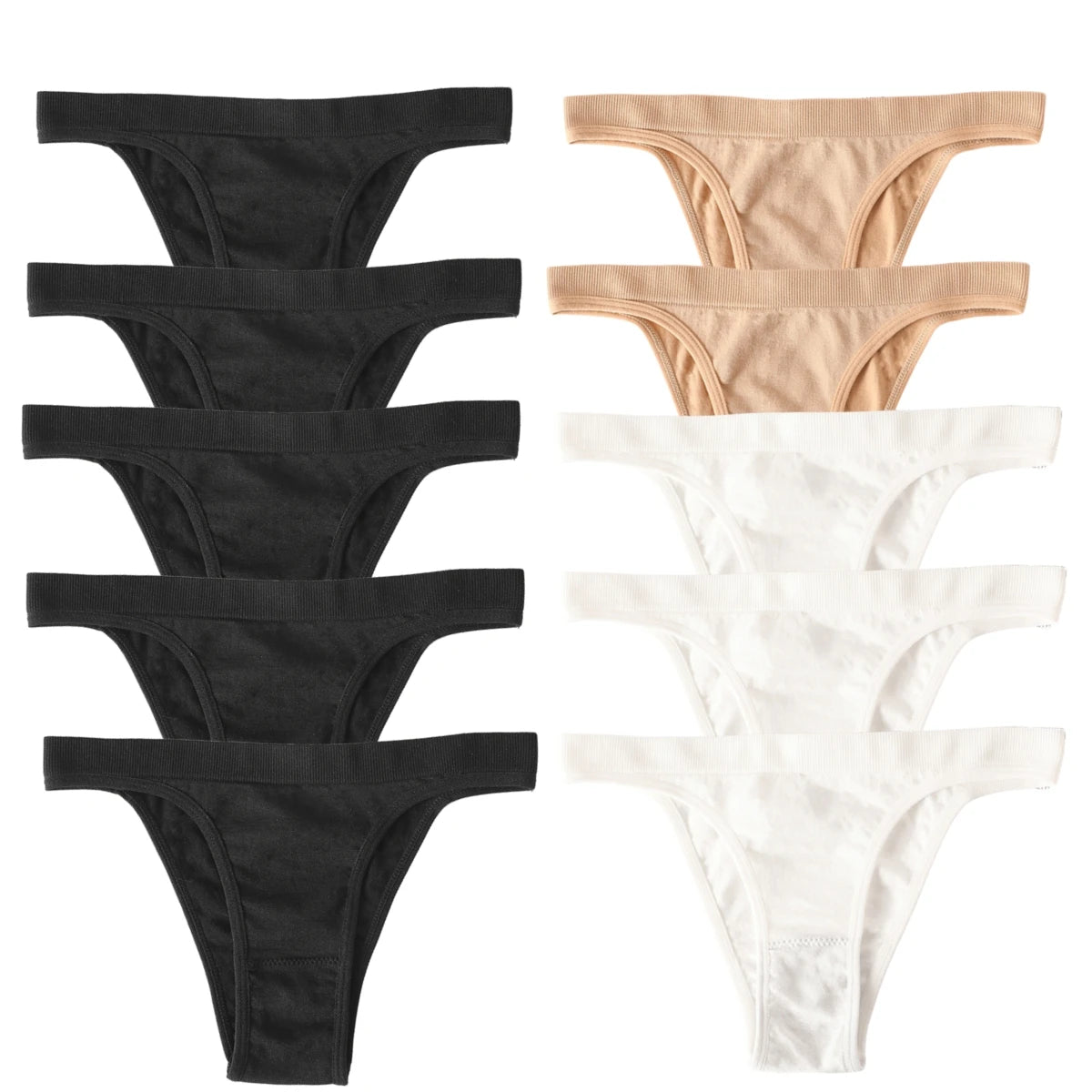 CowLost | product_id-10pcs-womens-seamless-ribbed-high-leg-sports-thong-underwear-set |39