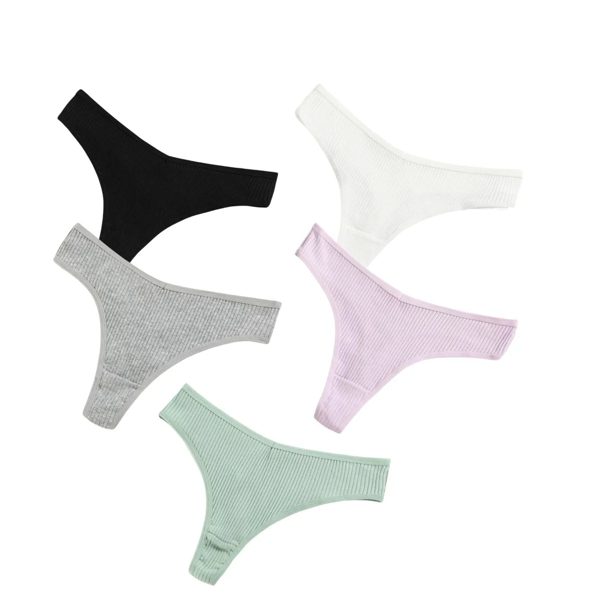 CowLost | product_id-5pcs-womens-cotton-low-rise-v-shape-g-string-thongs-solid-colors-m-xxl |28