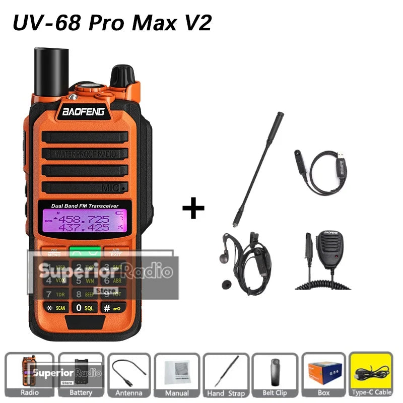 CowLost | mobile-phone-cases-baofeng-uv-68-pro-max-v2-walkie-talkie-ip67-waterproof-usb-c-charger-long-range-fm-radio-128-channels |35
