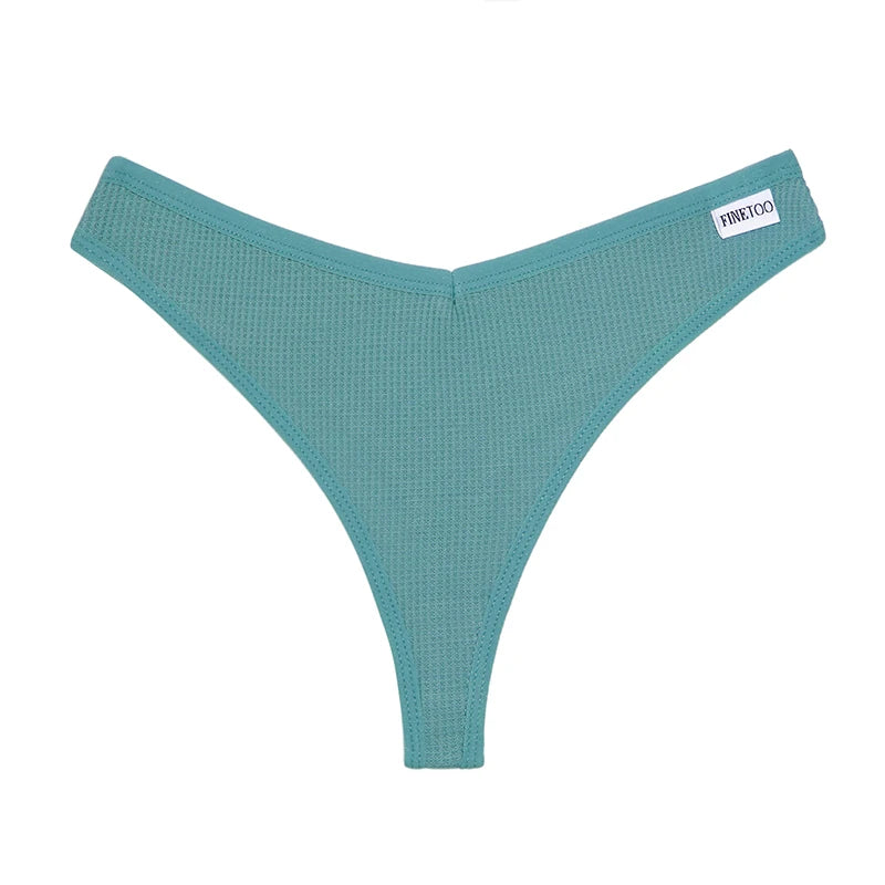 CowLost | activewear-pants-3pcs-cotton-waffle-women-s-sexy-thong-panties-set |27