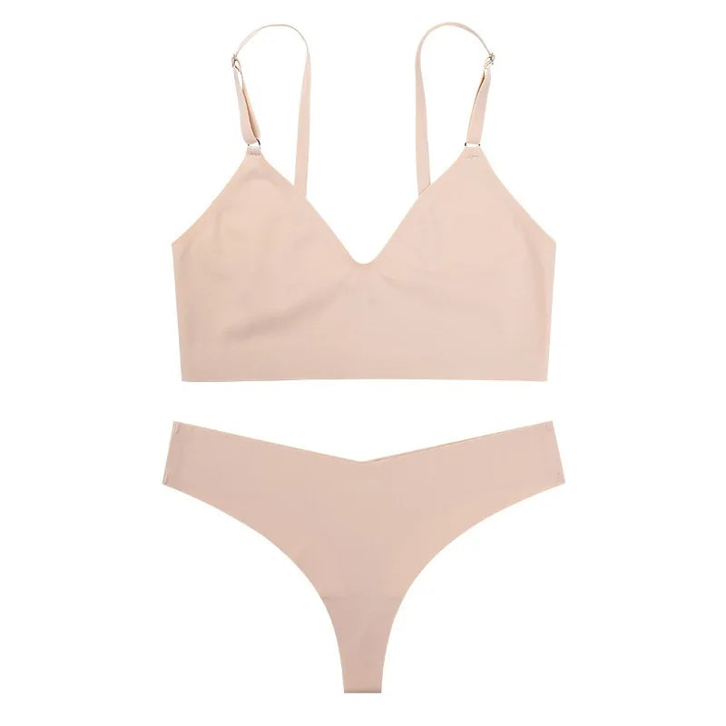 CowLost | product_id-seamless-wireless-v-neck-bra-low-waist-thong-set-for-women |7
