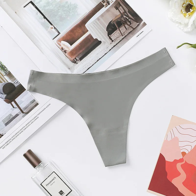 CowLost | product_id-womens-ice-silk-seamless-low-rise-thong-g-string-underwear-m-xl-solid-skin-friendly-daily-wear |5