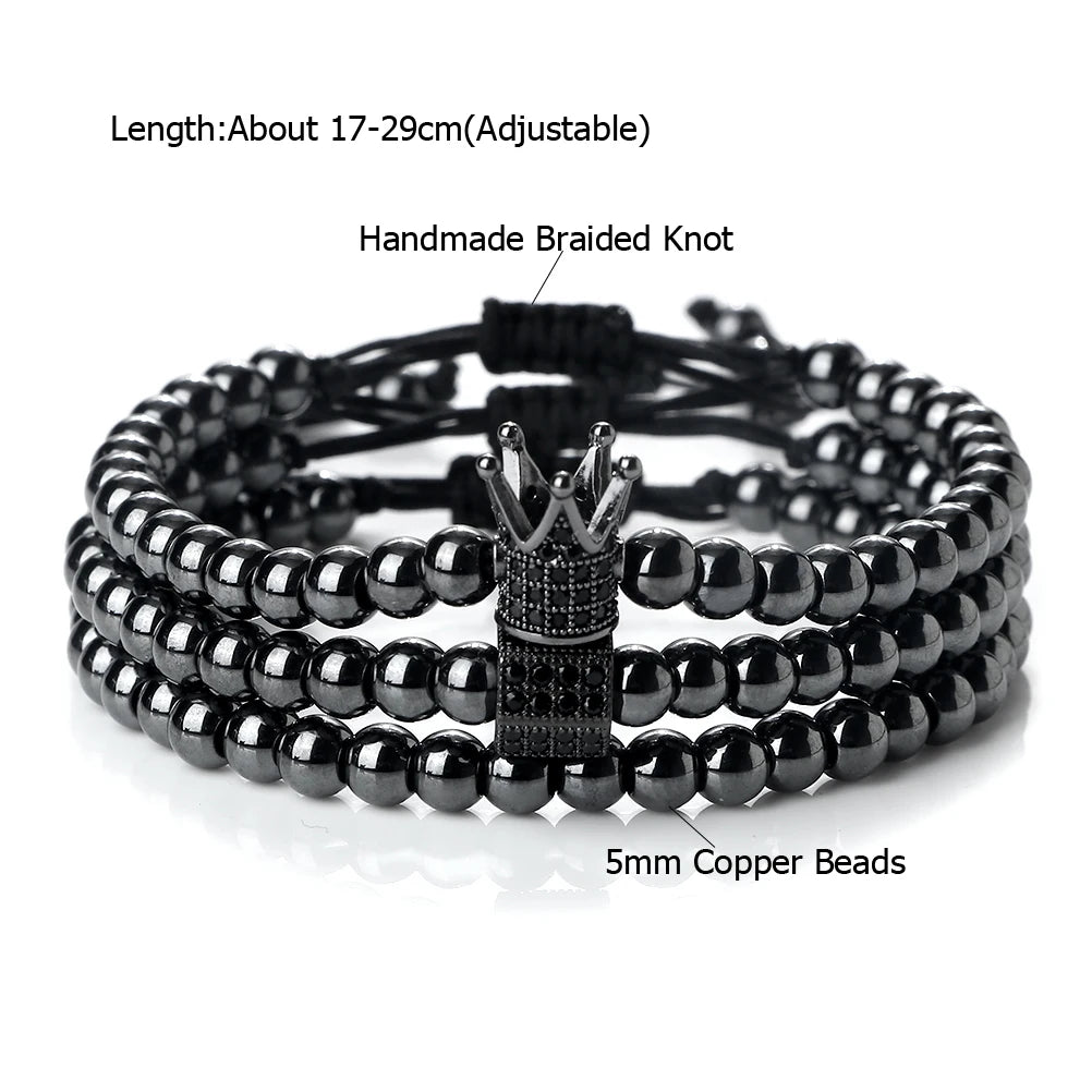 CowLost | badge-pass-holders-3pcs-copper-beads-bracelets-set-for-men-and-women |6