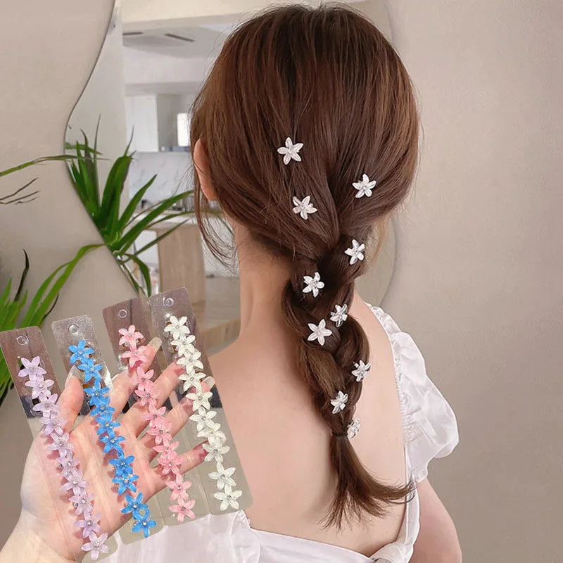 CowLost | 10pcs-set-hair-clip-braided-hair-small-flower |1