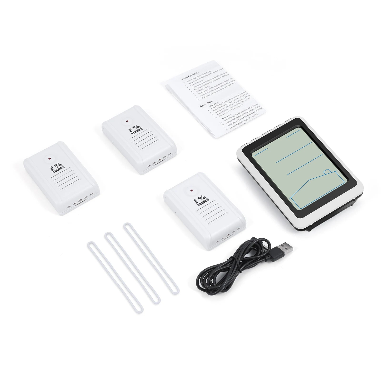ORIA Digital Indoor Thermometer Hygrometer Wireless Temperature Humidity Monitor with 3 Sensors for Home Office Bedroom