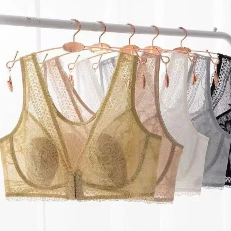 CowLost | womens-large-size-bra-with-front-buckle-lace-rabbit-ears-vest-style-underwear-for-full-chest-thin-figure-new-fashion-trend |2