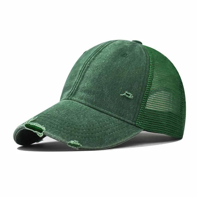CowLost | washed-cotton-mesh-breathable-baseball-cap-made-old-ripped-light-board-cap |17