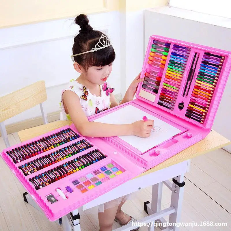 CowLost | product_id-42-208pcs-childrens-painting-brush-set-with-watercolor-pens-crayons-drawing-board-for-kids-art-supplies-gifts |6