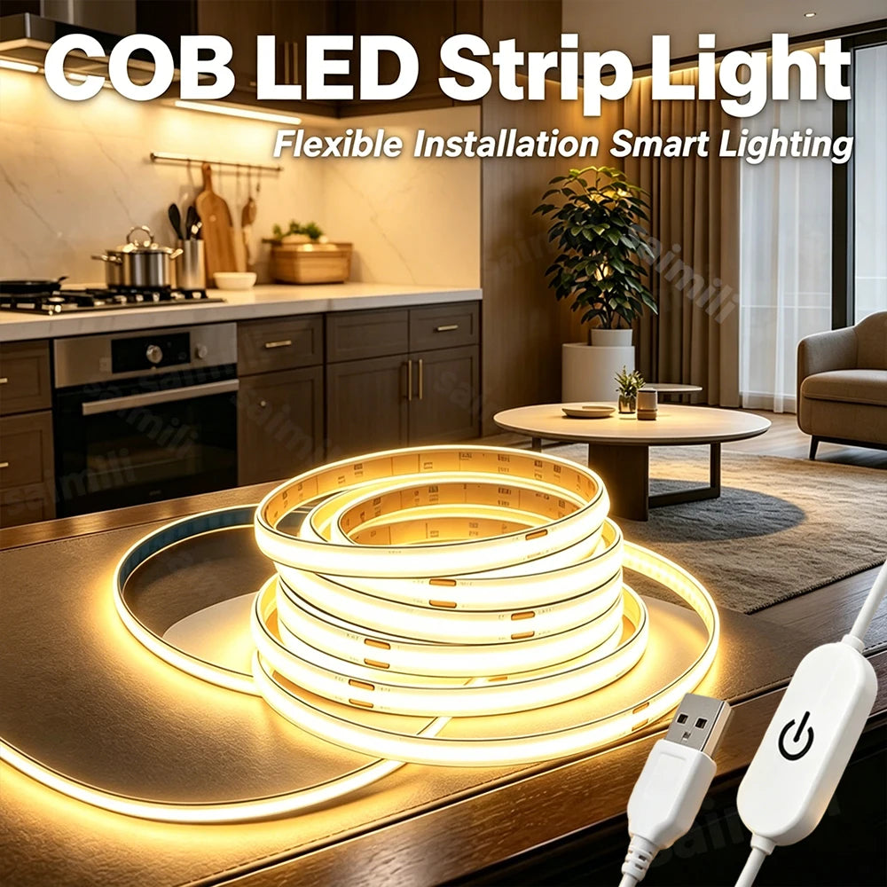 CowLost | tv-led-backlight-strips-bars-product_id-cob-led-touch-dimmer-strip-5v-usb-flexible-tape-light-for-cabinets-room-decor |1