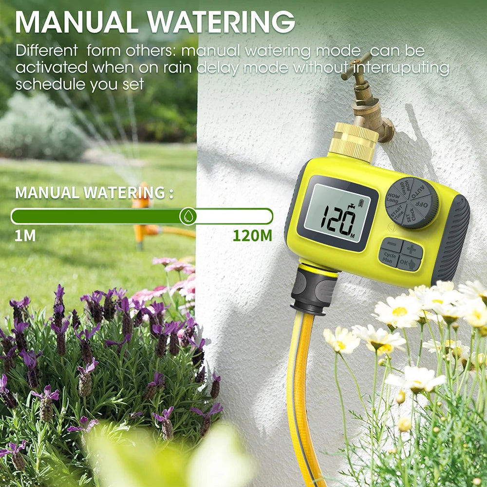 Intelligent 1-3 Zone Automatic Solar Water Timer Irrigation Controller for Garden Lawn