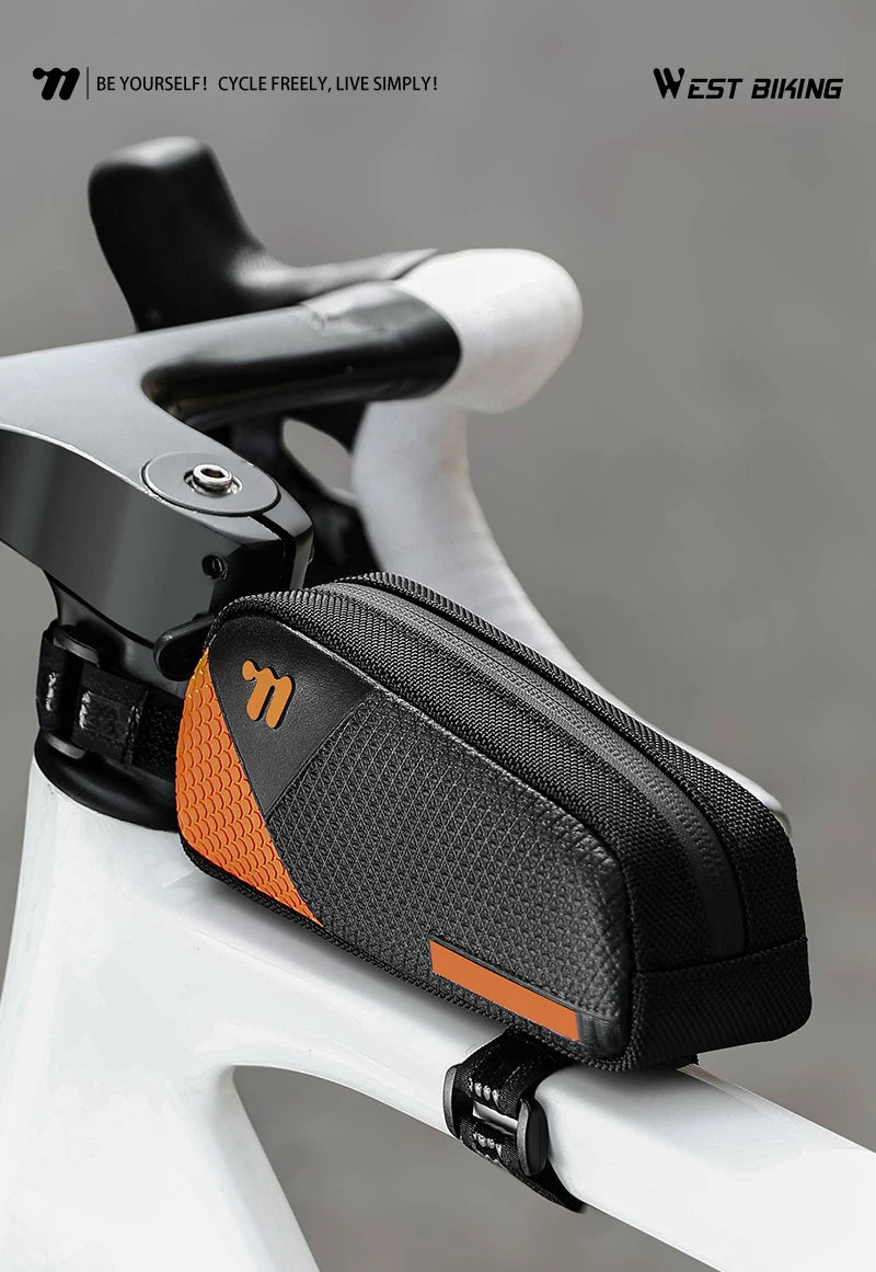 CowLost | west-biking-mini-bike-bag-0-6l-portable-bicycle-top-tube-bag-pu-waterproof-lightweight-triangle-bag-mtb-road-bike-accessories |7
