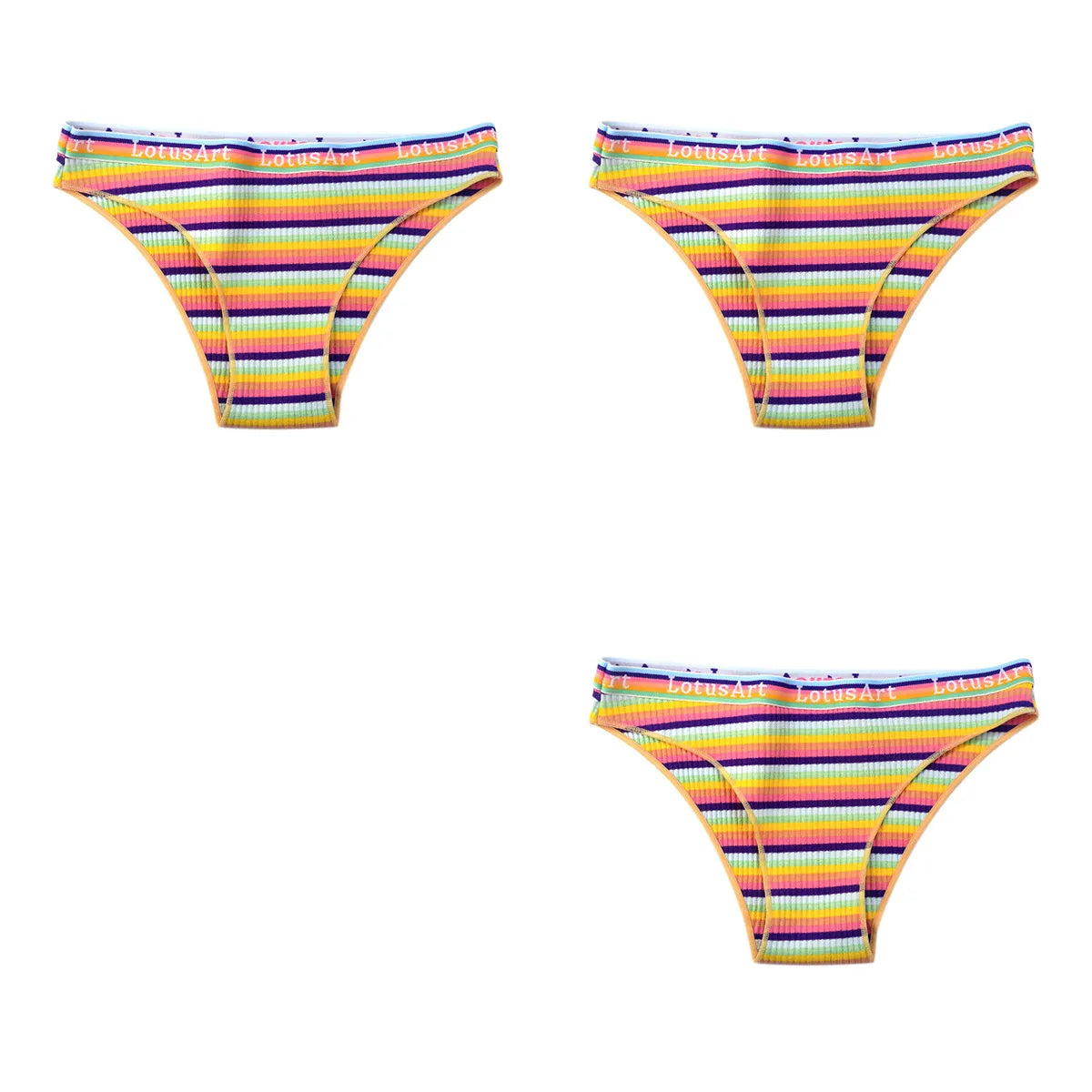 CowLost | product_id-3pcs-women-s-low-waist-striped-cotton-briefs-m-xxl-breathable-panties |10