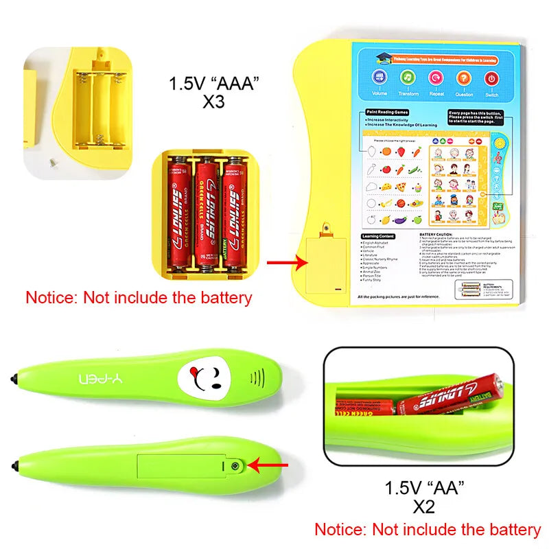 Children's Electronic Learning Book with Smart Pen Intercom for Ages 3-6