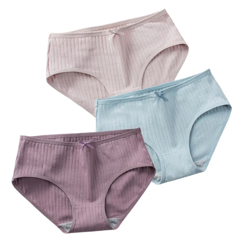 CowLost | product_id-3pcs-women-low-waist-solid-briefs-breathable-cotton-panties |36