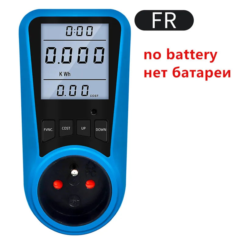 Digital Wattmeter Power Meter Voltmeter AC 220V LCD Backlight Energy Tester with EU US UK AU FR BR IT Plug