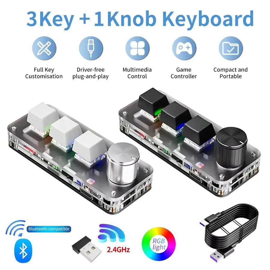CowLost | product_id-2-4g-bluetooth-mini-mechanical-keyboard-3-key-with-macro-knob-hot-plug |1