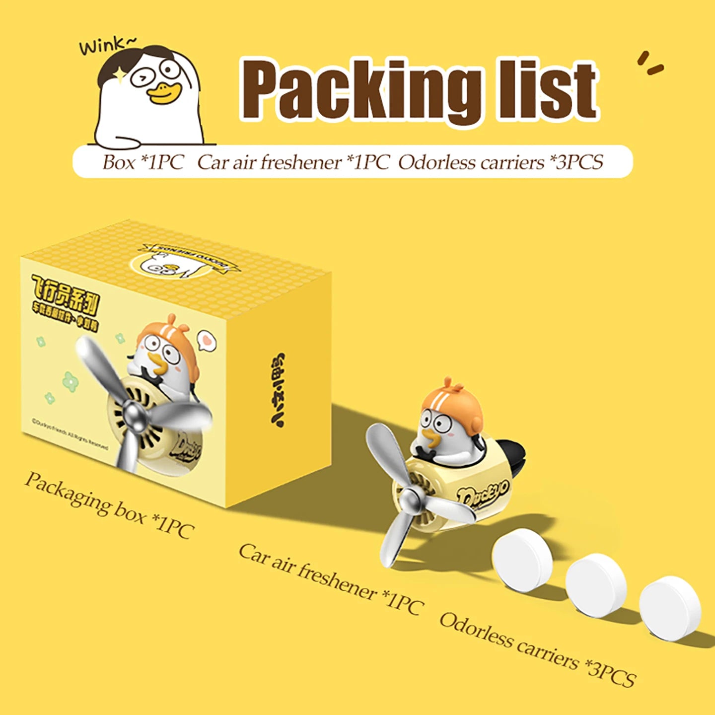 CowLost | product_id-no-perfume-diy-cute-duck-pilot-car-air-freshener-vent-clip-diffuser-ornament |6
