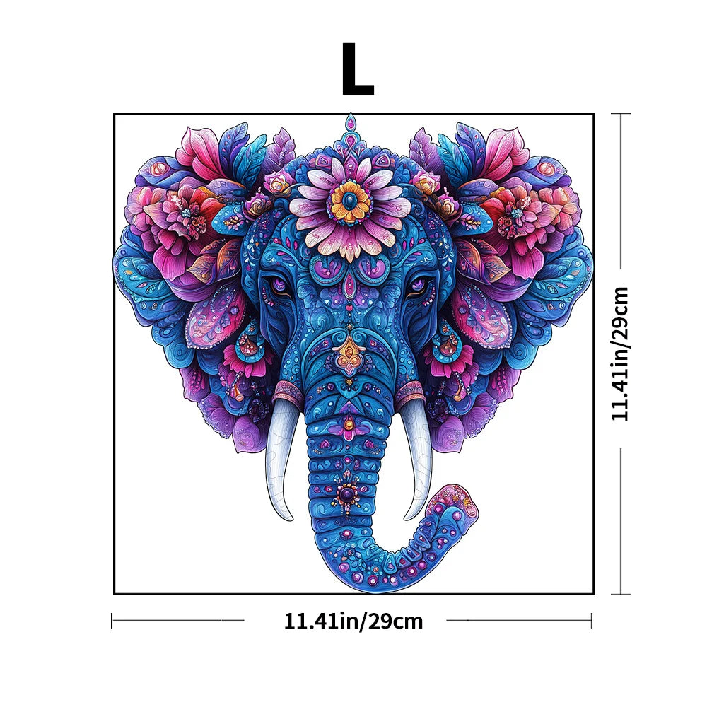 CowLost | product_id-floral-elephant-wooden-jigsaw-puzzle-with-unique-pieces |8