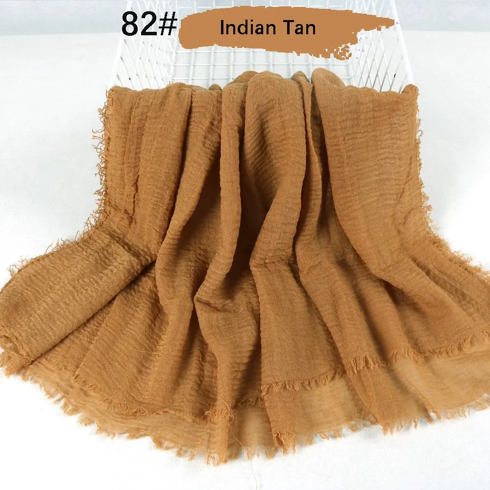 180X90CM Muslim Women Crinkle Hijab Soft Cotton Scarf