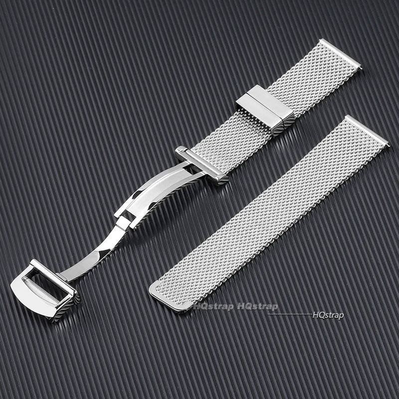 CowLost | product_id-20mm-22mm-stainless-steel-milanese-mesh-watchband-for-omega-seamaster-007-iwc-pilot-with-quick-fit-folding-buckle |3