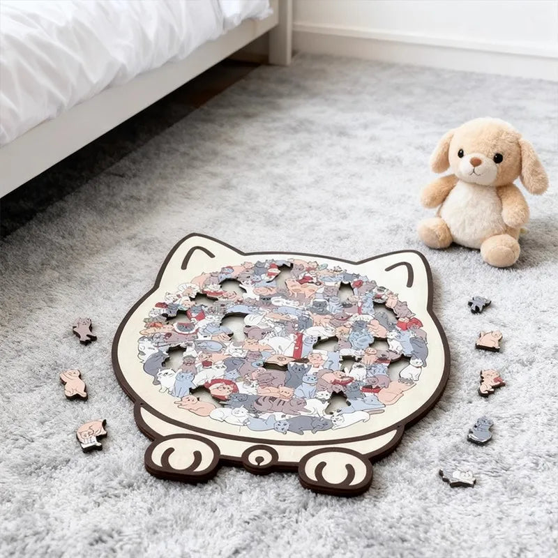 CowLost | product_id-colored-cat-wooden-jigsaw-puzzle-unique-animal-shape-creative-gift |14