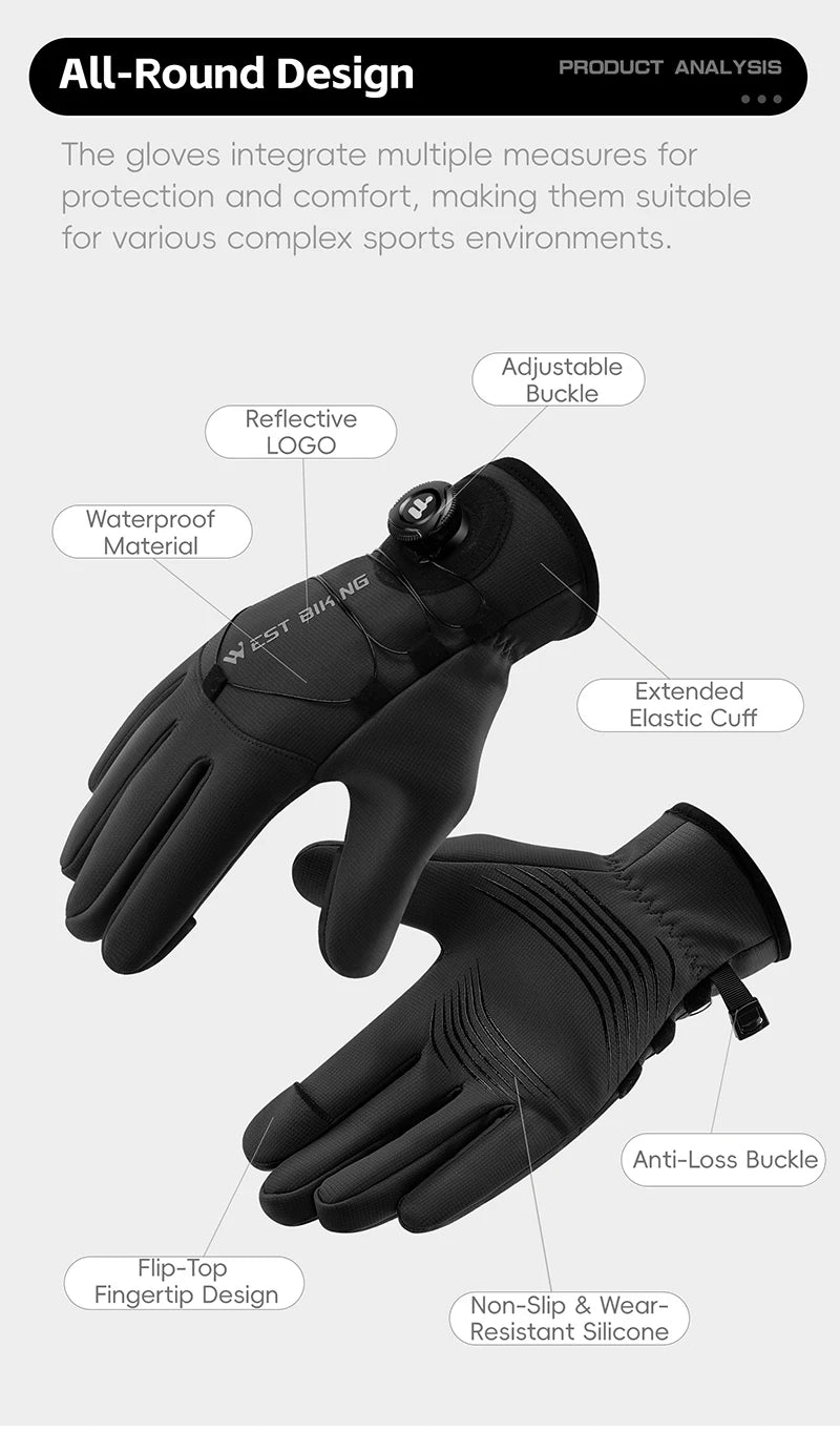 CowLost | west-biking-self-locking-bike-gloves-winter-fleece-thermal-cycling-gloves-with-rotating-buckle-waterproof-mtb-motorcycle-gloves |10