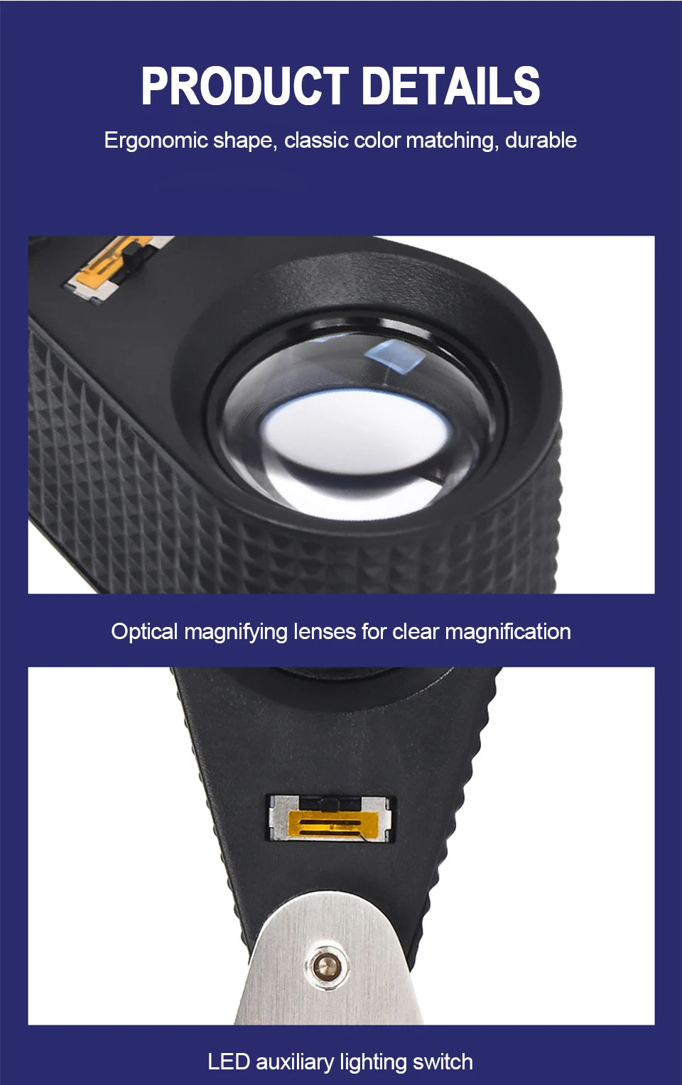 CowLost | 10x-20x-30x-40x-magnifier-loupe-with-dual-light-white-uv-led-illuminated-magnifier-jewelry-diamond-gemstone-eye-glass-for-repair |16