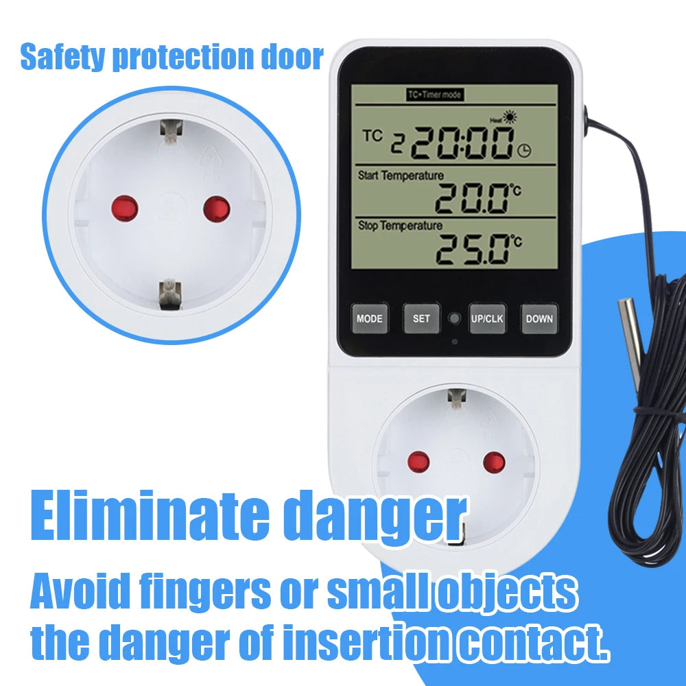 LCD Timer Socket Thermostat Temperature Controller AC110-230V for Heating Cooling