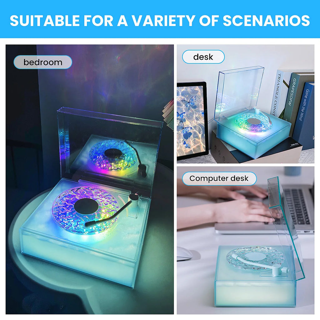 Water Ripple Bluetooth Speaker with Night Light and Three Playback Modes for Bedroom