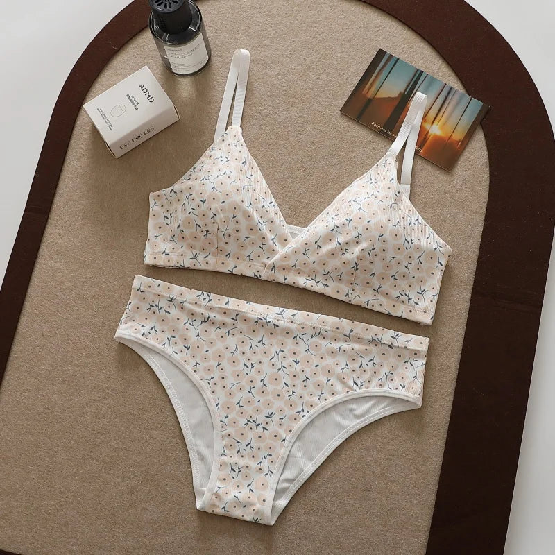 CowLost | product_id-women-floral-seamless-push-up-bra-low-waist-panties-set-sexy-v-neck-lingerie |6