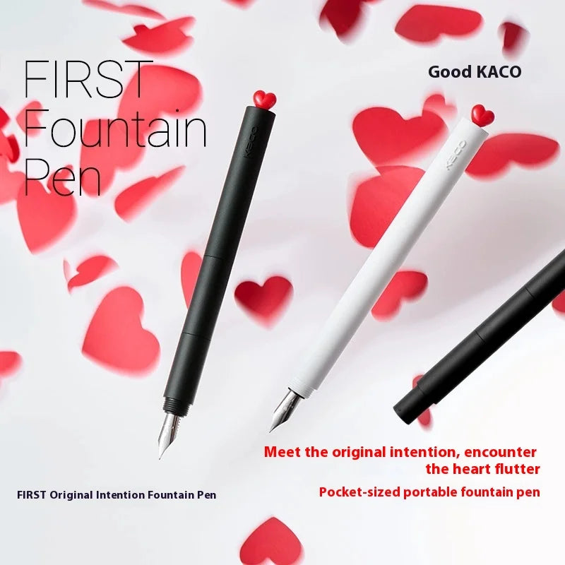 CowLost | product_id-kaco-first-love-fountain-pen-rotating-cap-ef-fine-nib-pocket-size-black-white-smooth-writing-calligraphy-gift |2