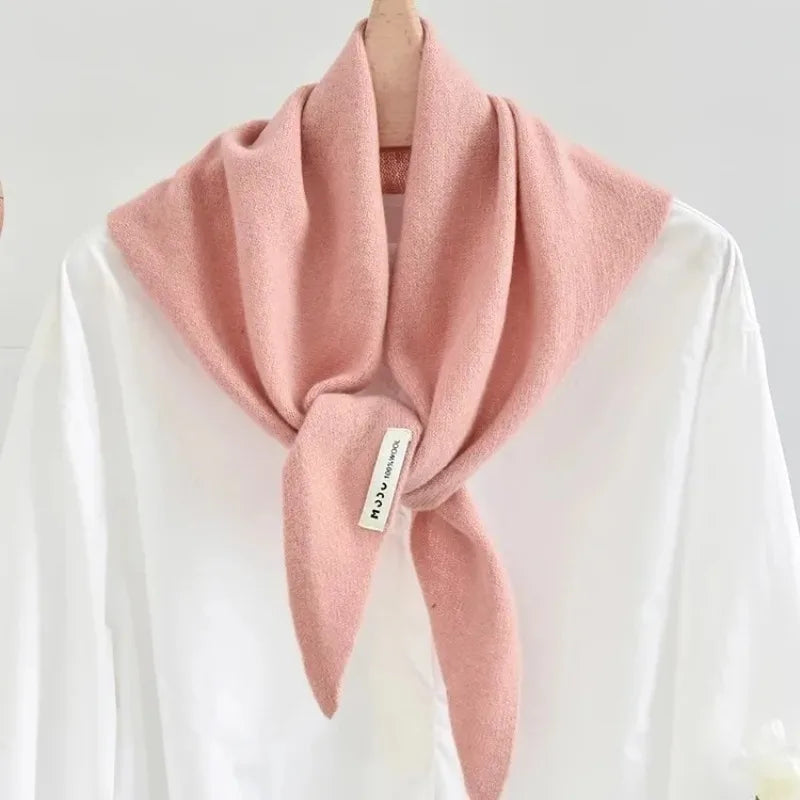 CowLost | australian-wool-knitted-triangle-scarf-shawl-womens-autumn-winter-warm-neck-protection-scarf |6