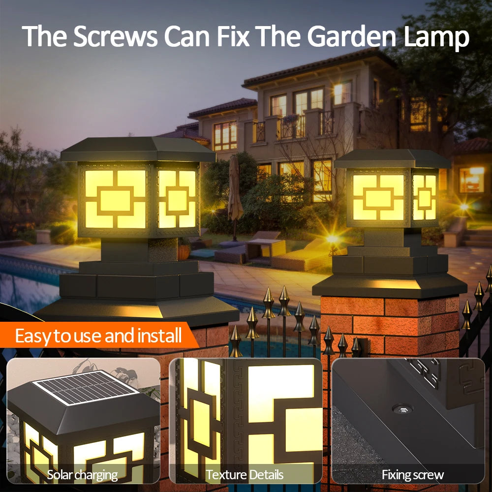 Outdoor Solar LED Post Cap Lights Waterproof with 2 Color Modes for Garden Patio Pathway