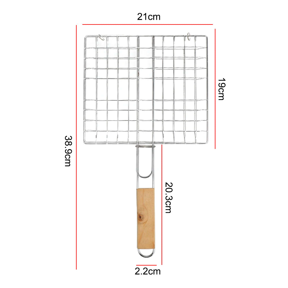 CowLost | product_id-foldable-bbq-grill-mat-with-wooden-handle-and-stainless-steel-meat-clip-holder-mesh-basket |4
