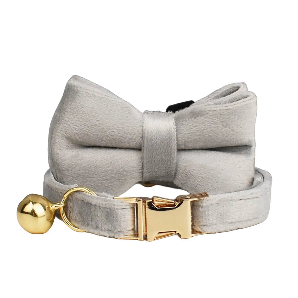 CowLost | cat-furniture-personalized-bowknot-cat-collar-harness-with-bell-and-id-tag |7