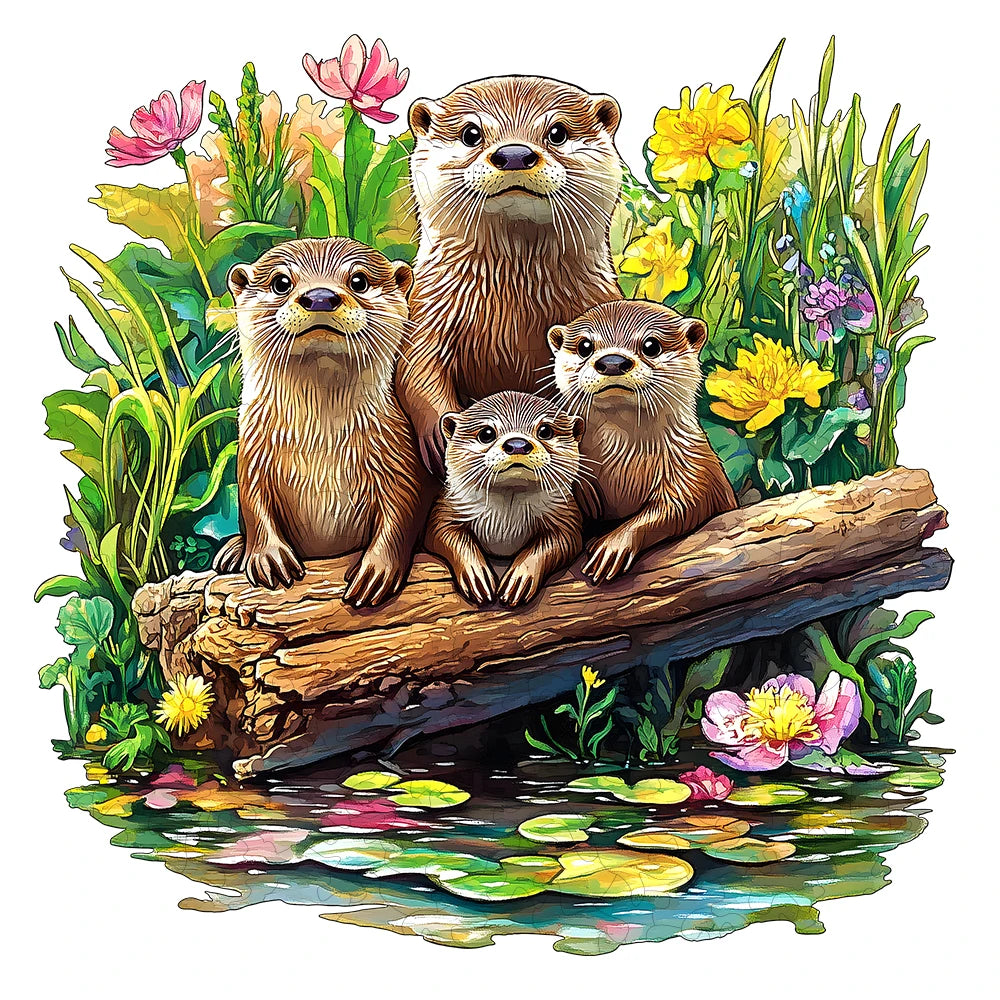 CowLost | product_id-wooden-otter-family-jigsaw-puzzle-with-animal-shaped-pieces-for-adults-and-kids |1