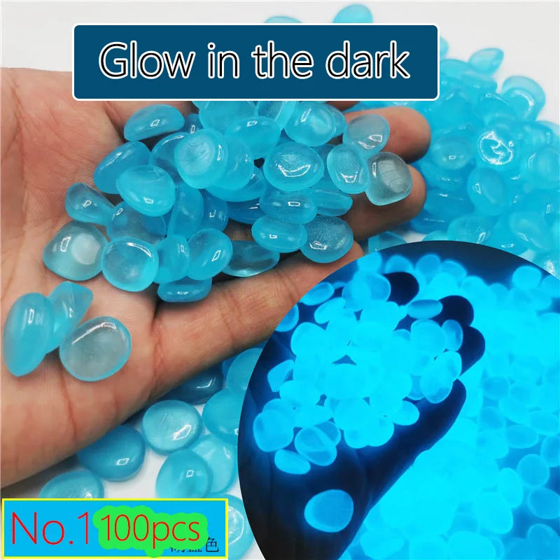 100pcs 14x11mm Dark Pebbles Glow Fish Garden Stone Aquarium Decoration