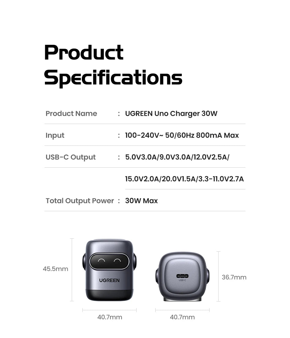 CowLost | ugreen-30w-gan-charger-2nd-gen-robot-qc4-0-3-0-pps-pd3-0-fast-charger |19