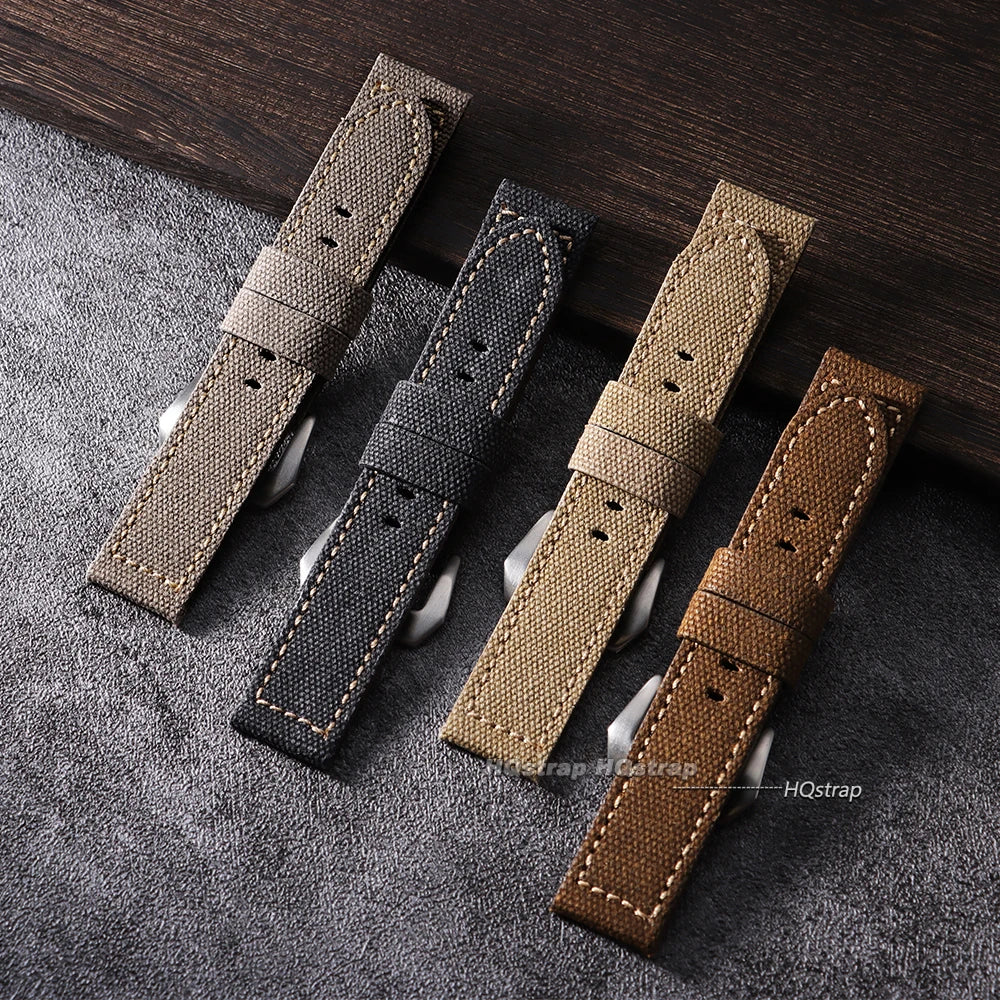 CowLost | high-quality-nylon-canvas-cowhide-strap-watchband-for-panerai-retro-denim-bracelet-20mm-22mm-24mm-men-women-watch-accessories-1 |3