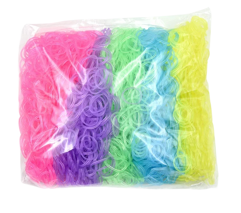 600pcs Transparent Luminous Rubber Loom Bands for DIY Bracelets Christmas Gift