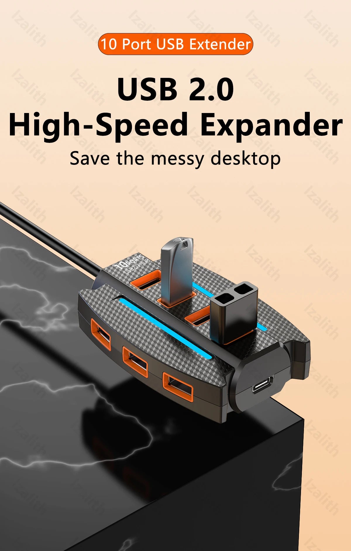 CowLost | usb-hub-10-port-usb-2-0-usb-splitter-card-reader |9