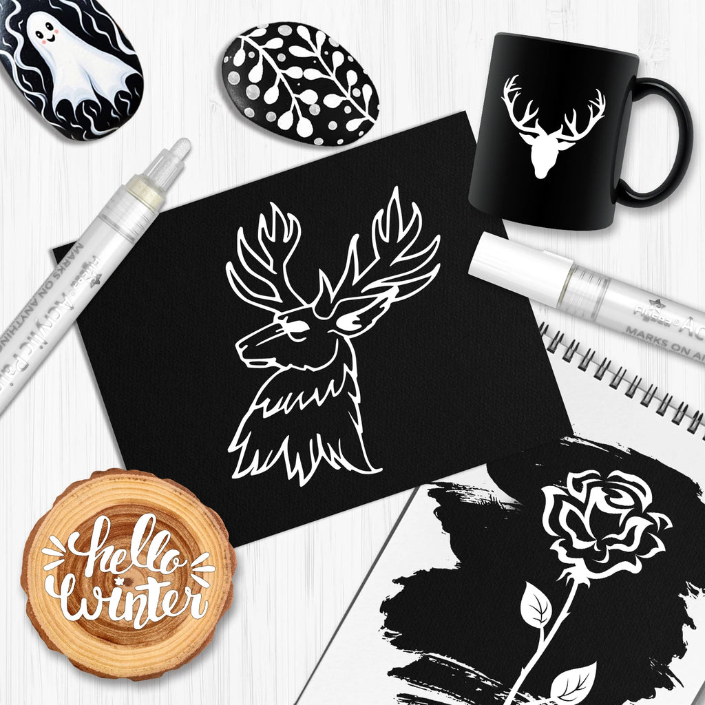 CowLost | markers-product_id-kolorowys-black-white-gold-silvery-acrylic-paint-pens-0-7mm-3mm-waterproof-markers |3
