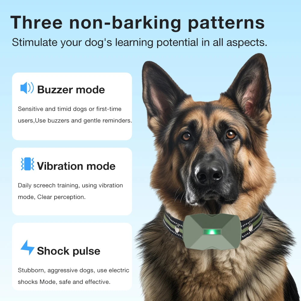 433MHz Waterproof Electric Dog Training Collar with Shock, Vibration & Light Anti-Bark Remote