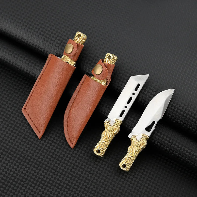 CowLost | activewear-pants-brass-dragon-head-mini-folding-knife-portable-edc-cutter |2